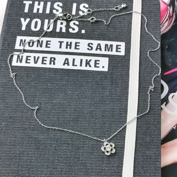 New Kate Spade Jeweled Stencil Scallops Mini Pendant Necklace Silver - Picture 2 of 3